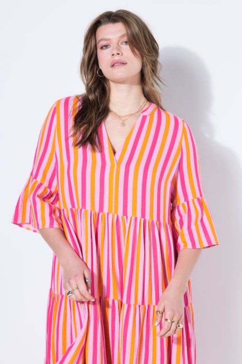 Plus size veliki brojevi Haljina midi 3/4 rukava A kroja za punije