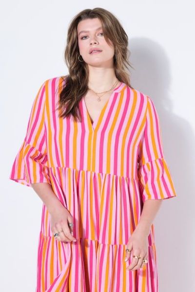 Veliki brojevi Haljina midi 3/4 rukava A kroja moda za punije