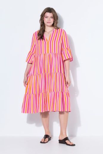 Plus size veliki brojevi Haljina midi 3/4 rukava A kroja za punije