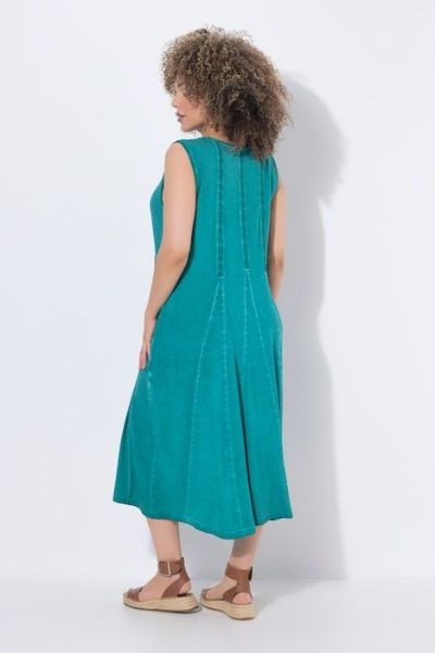 Veliki brojevi Haljina midi bez rukava moda za punije