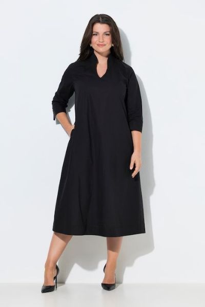 Veliki brojevi Haljina midi 3/4 rukava A kroja moda za punije