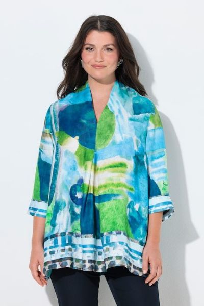 Veliki brojevi Bluza 3/4 rukava od satena moda za punije