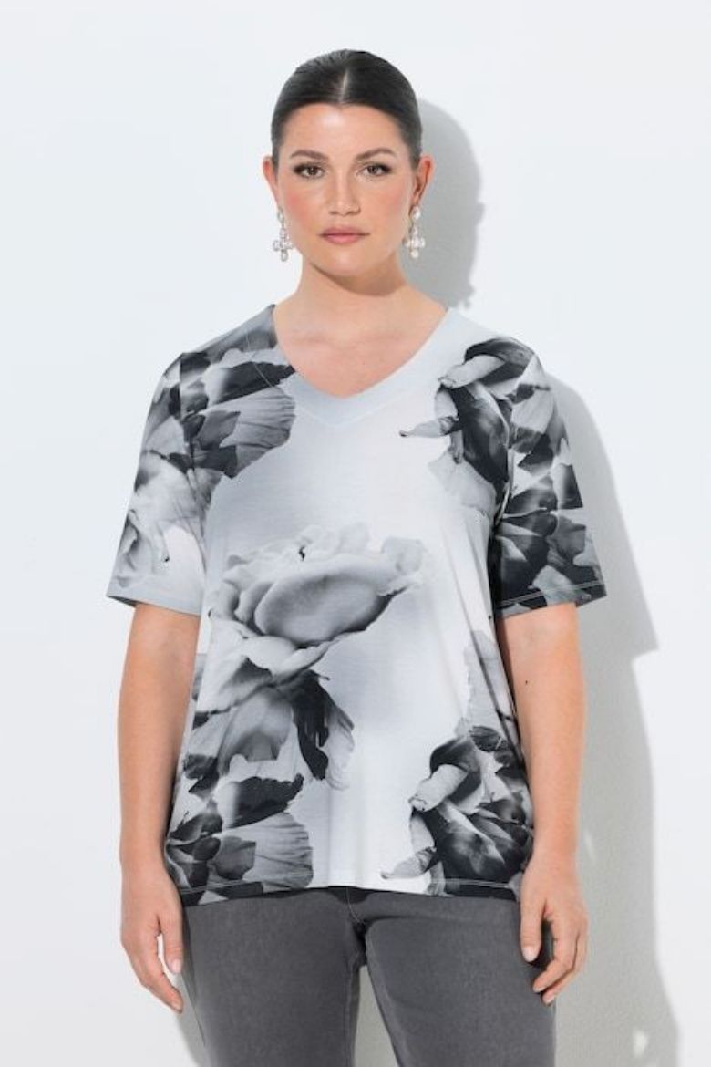 Plus size veliki brojevi Majica kratkih rukava V izreza za punije