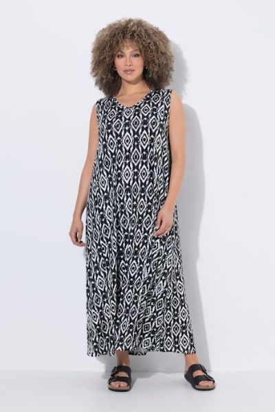 Veliki brojevi Haljina midi bez rukava V izreza moda za punije