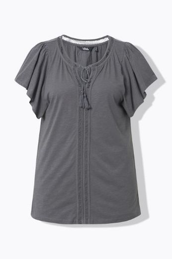 Plus size veliki brojevi Majica s vezanjem na ovratniku za punije