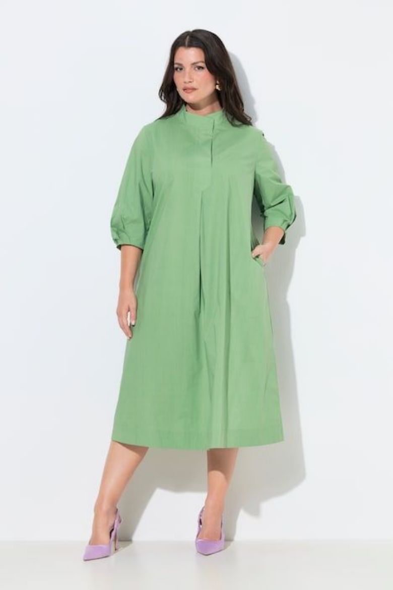 Plus size veliki brojevi Haljina midi 3/4 rukava A kroja za punije