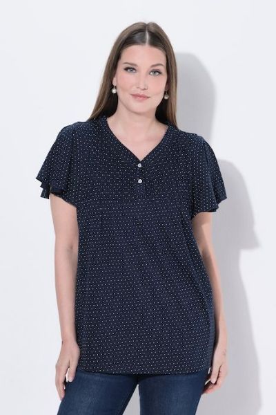 Veliki brojevi Majica kratkih rukava s gumbima moda za punije