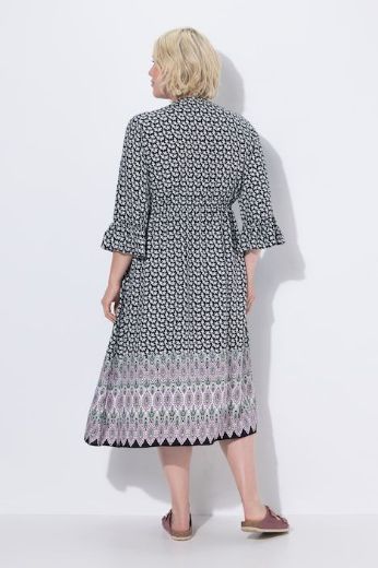 Plus size veliki brojevi Haljina midi 3/4 rukava a kroja za punije