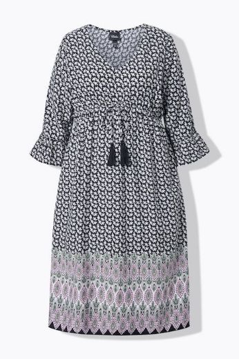 Plus size veliki brojevi Haljina midi 3/4 rukava a kroja za punije