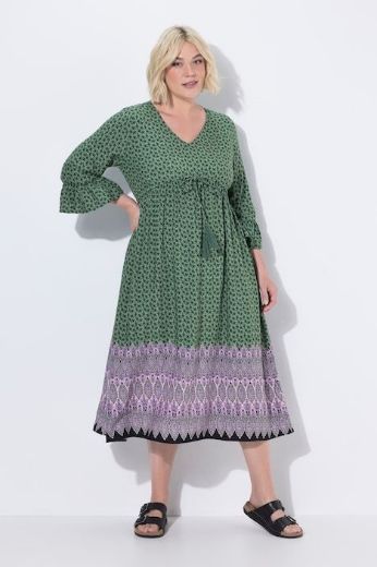 Plus size veliki brojevi Haljina midi 3/4 rukava a kroja za punije