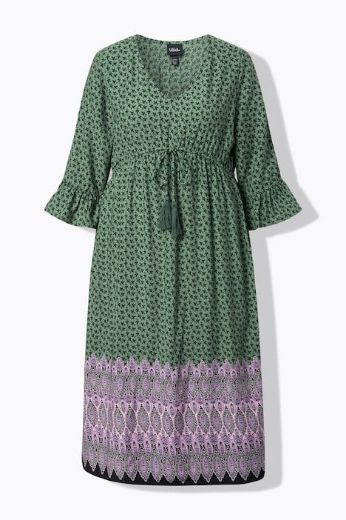 Plus size veliki brojevi Haljina midi 3/4 rukava a kroja za punije