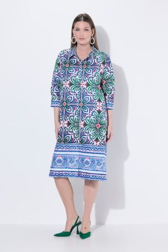 Plus size veliki brojevi Haljina 3/4 rukava A kroja s kragnom za punije