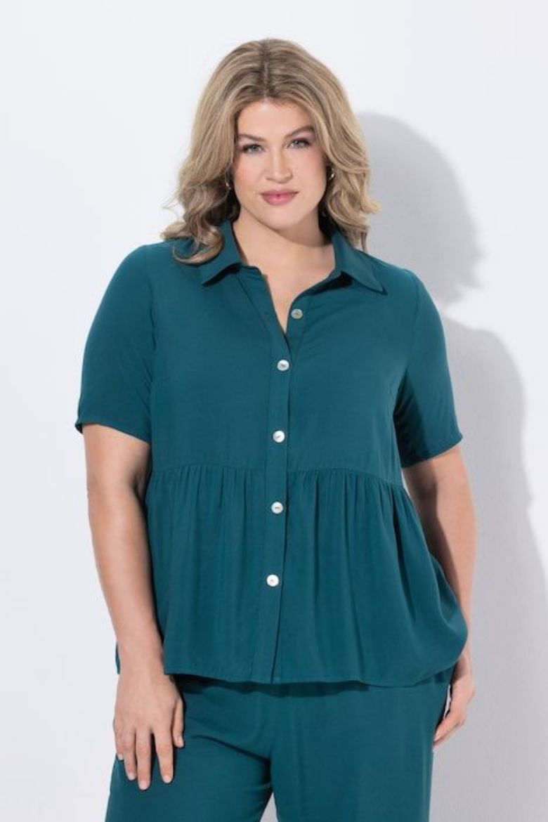 Plus size veliki brojevi Bluza kratkih rukava s kragnom za punije