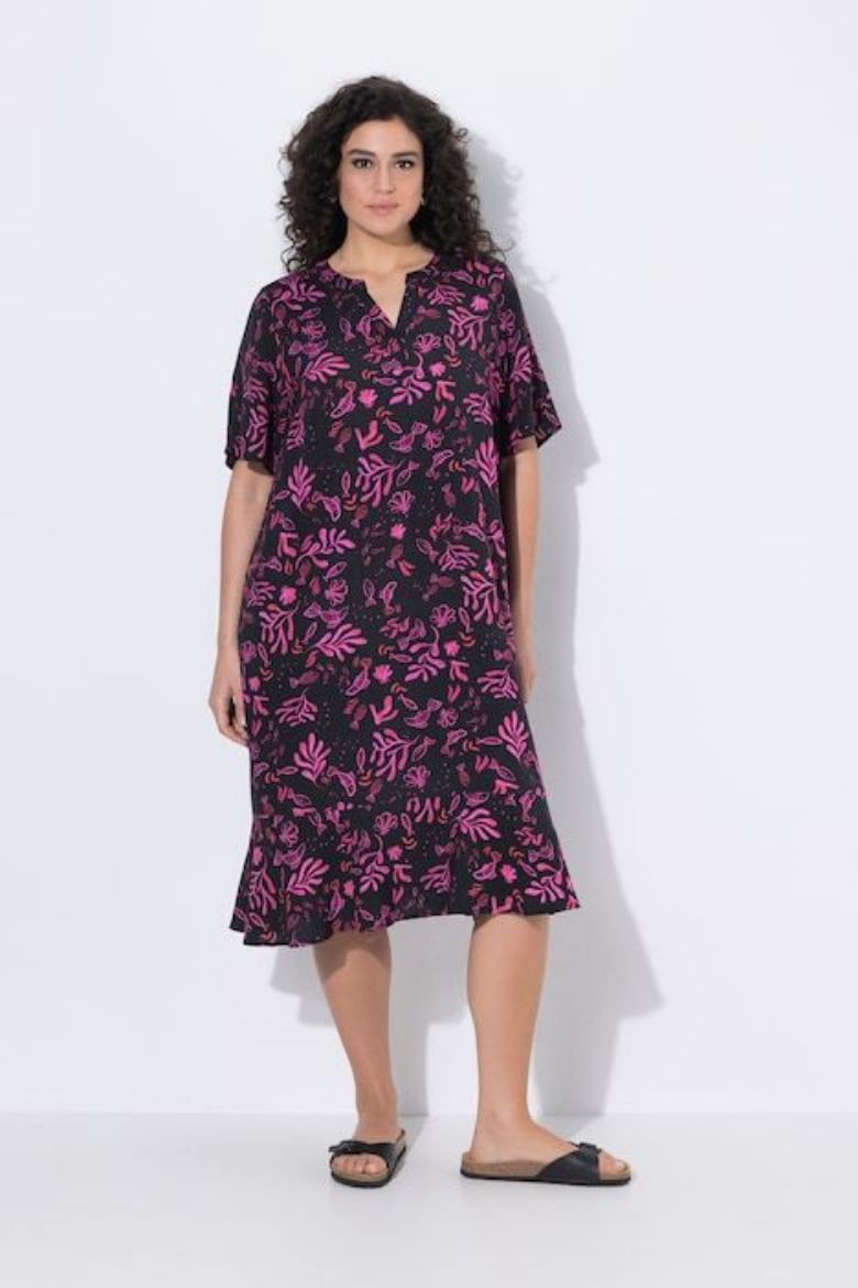 Plus size veliki brojevi Haljina midi kratkih rukava za punije