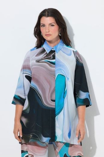 Plus size veliki brojevi Bluza rukavi 3/4 s kragnom za punije