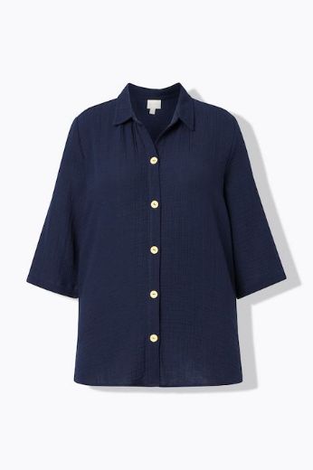 Plus size veliki brojevi Bluza 3/4 rukava muselin pamučna za punije