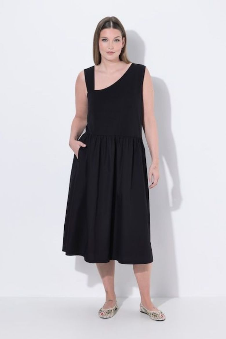 Plus size veliki brojevi Haljina midi bez rukava A kroja pamučna za punije