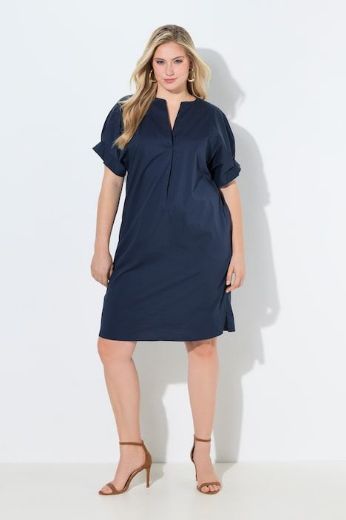 Plus size veliki brojevi Haljina kratkih rukava šireg kroja za punije