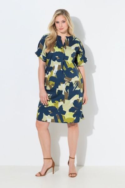 Veliki brojevi Haljina kratkih rukava s izrezom moda za punije