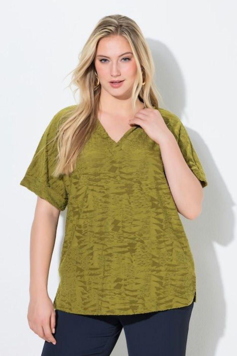 Plus size veliki brojevi Majica kratkih rukava šireg kroja V izreza za punije