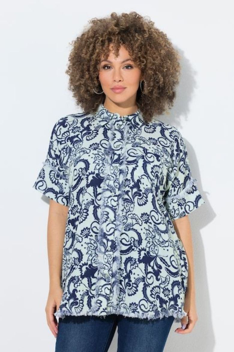 Plus size veliki brojevi Bluza kratkih rukava šireg kroja za punije