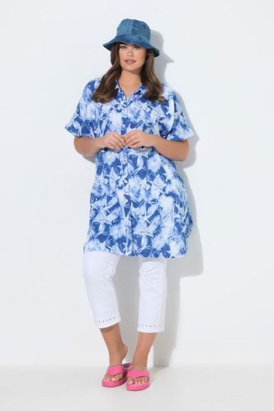 Veliki brojevi Bluza 1/2 rukava dužeg kroja od muslina moda za punije