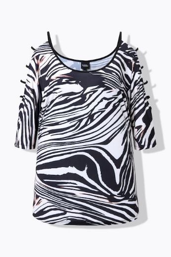 Plus size veliki brojevi Majica 3/4 rukava uzorak zebre za punije