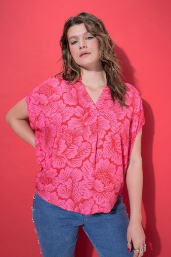 Plus size veliki brojevi Bluza V ovratnika spuštenih rukava za punije