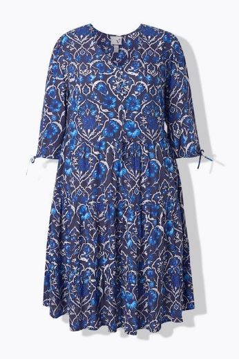 Plus size veliki brojevi Haljina midi 3/4 rukava V izreza za punije