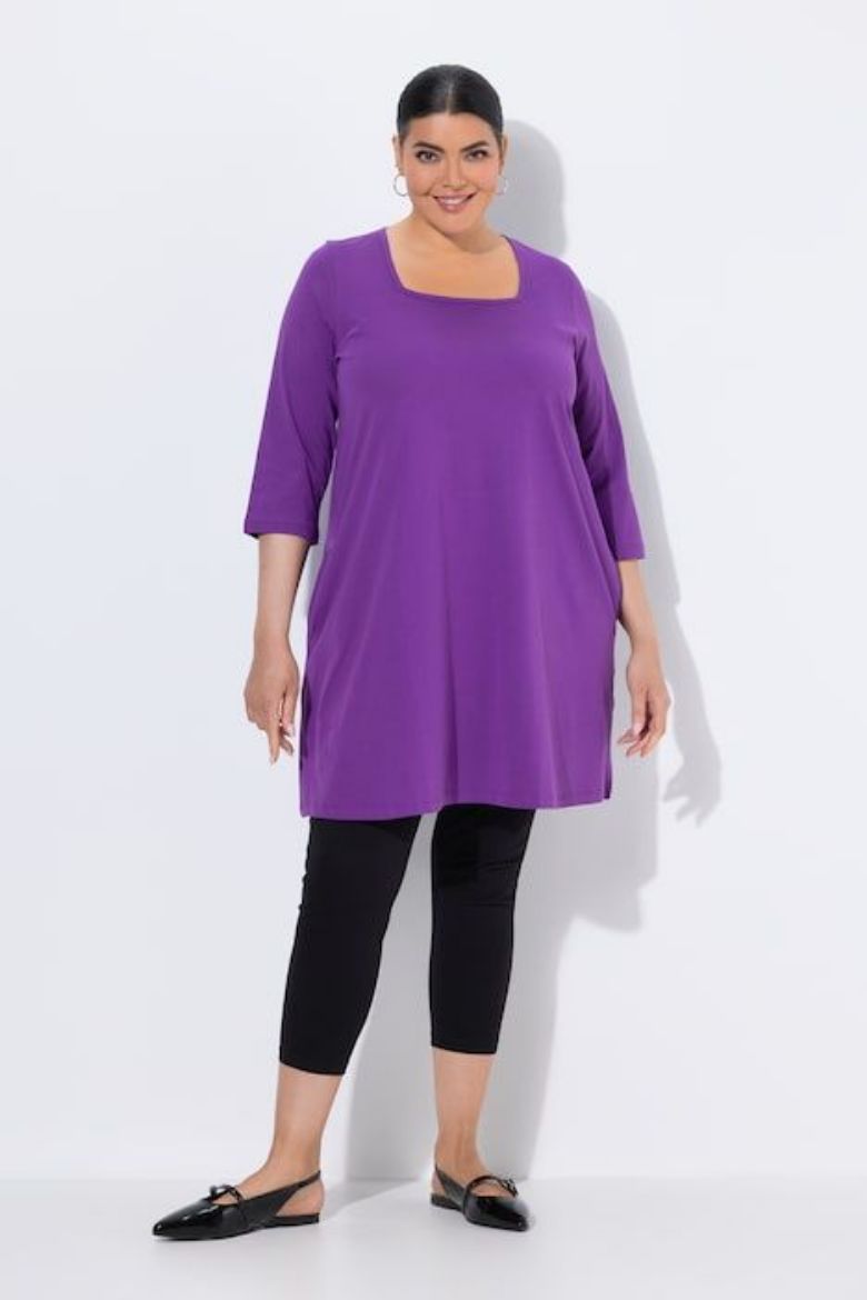 Plus size veliki brojevi Majica 3/4 rukava dužeg A kroja za punije