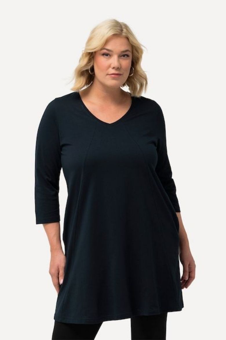 Plus size veliki brojevi Majica 3/4 rukava dužeg A kroja za punije