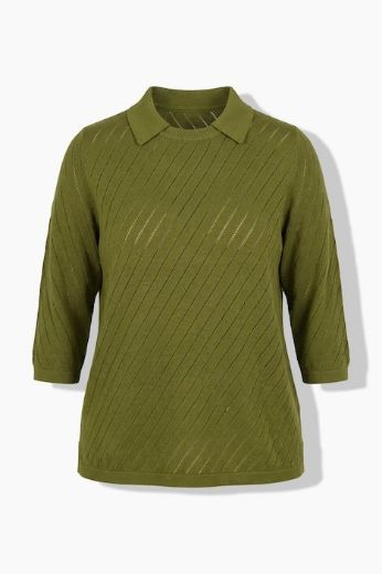Plus size veliki brojevi Pulover 3/4 rukava s polo kragnom za punije