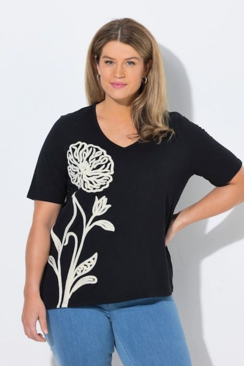 Plus size veliki brojevi Majica kratkih rukava V ovratnika za punije