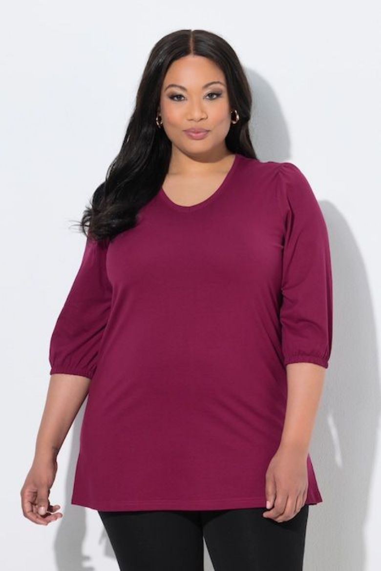 Plus size veliki brojevi Majica 3/4 rukava V ovratnika za punije