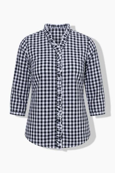 Veliki brojevi Bluza 3/4 rukava karirana moda za punije