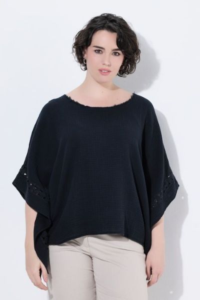 Veliki brojevi Bluza polu rukava od muslina moda za punije