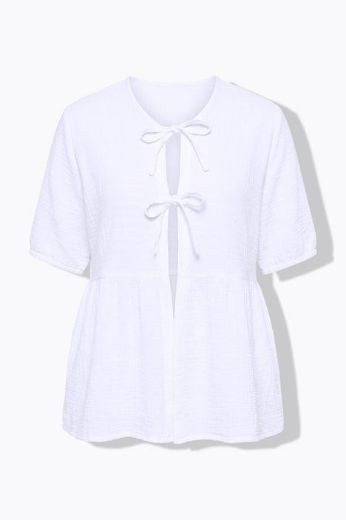 Plus size veliki brojevi Bluza kratkih rukava na vezanje za punije