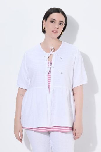 Plus size veliki brojevi Bluza kratkih rukava na vezanje za punije
