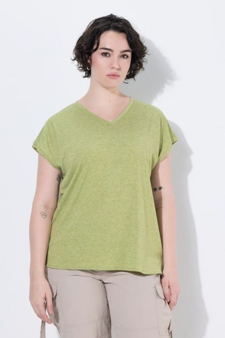Plus size veliki brojevi Majica kratkih rukava V ovratnika za punije