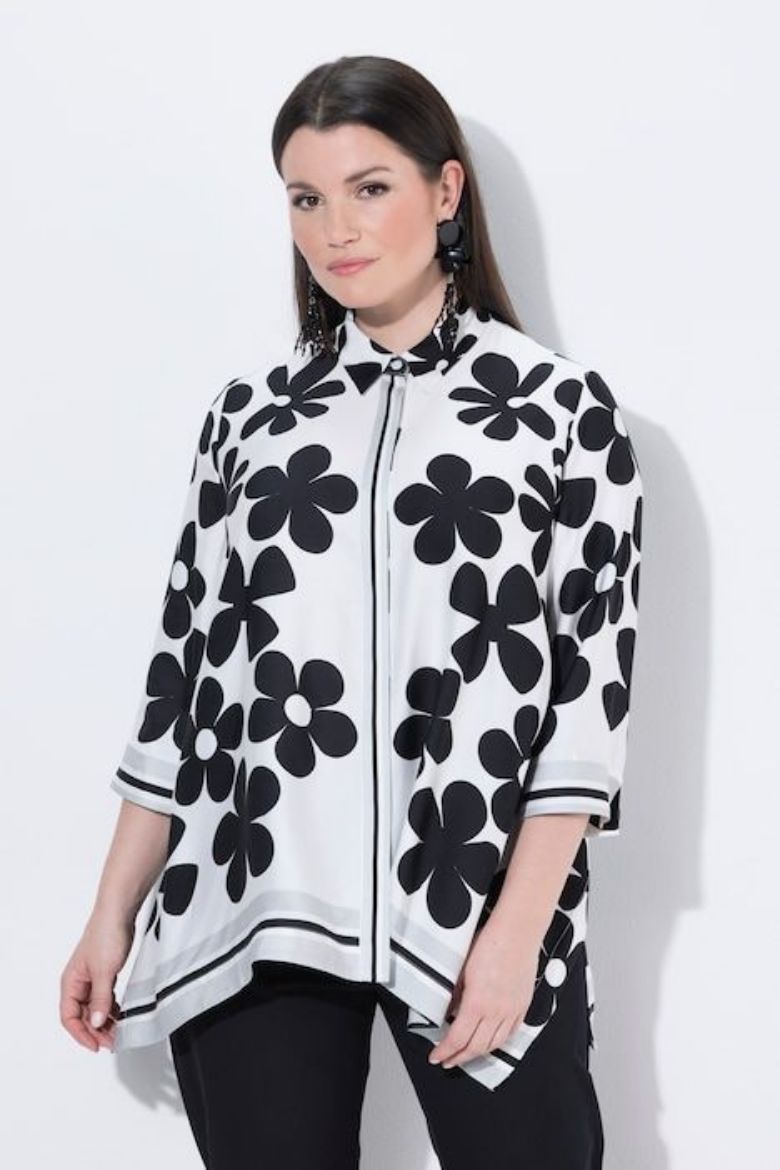 Plus size veliki brojevi Bluza 3/4 rukava asimetričnog kroja za punije