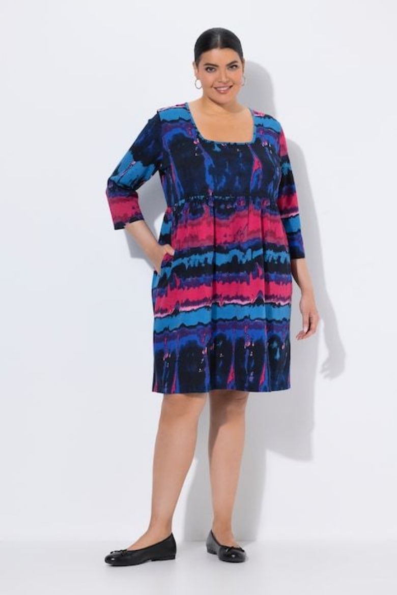 Plus size veliki brojevi Haljina 3/4 rukava kraćeg kroja za punije