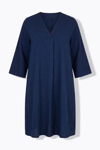 Plus size veliki brojevi Haljina 3/4 rukava V ovratnika za punije