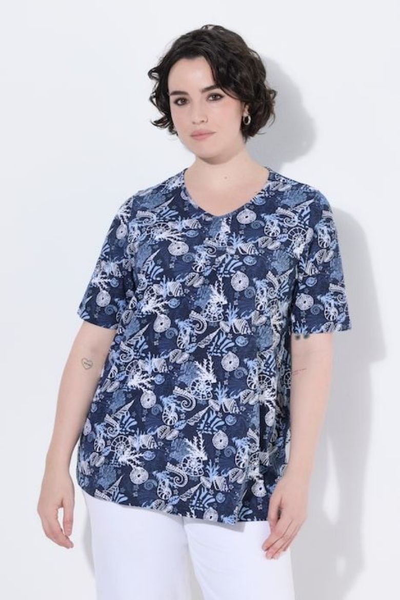 Plus size veliki brojevi Majica kratkih rukava V ovratnika za punije