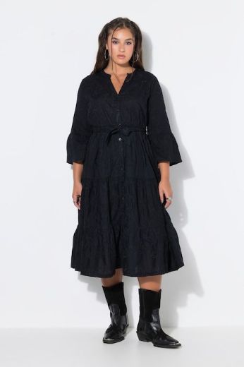Plus size veliki brojevi Haljina 3/4 rukava na kopčanje za punije