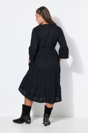 Plus size veliki brojevi Haljina 3/4 rukava na kopčanje za punije