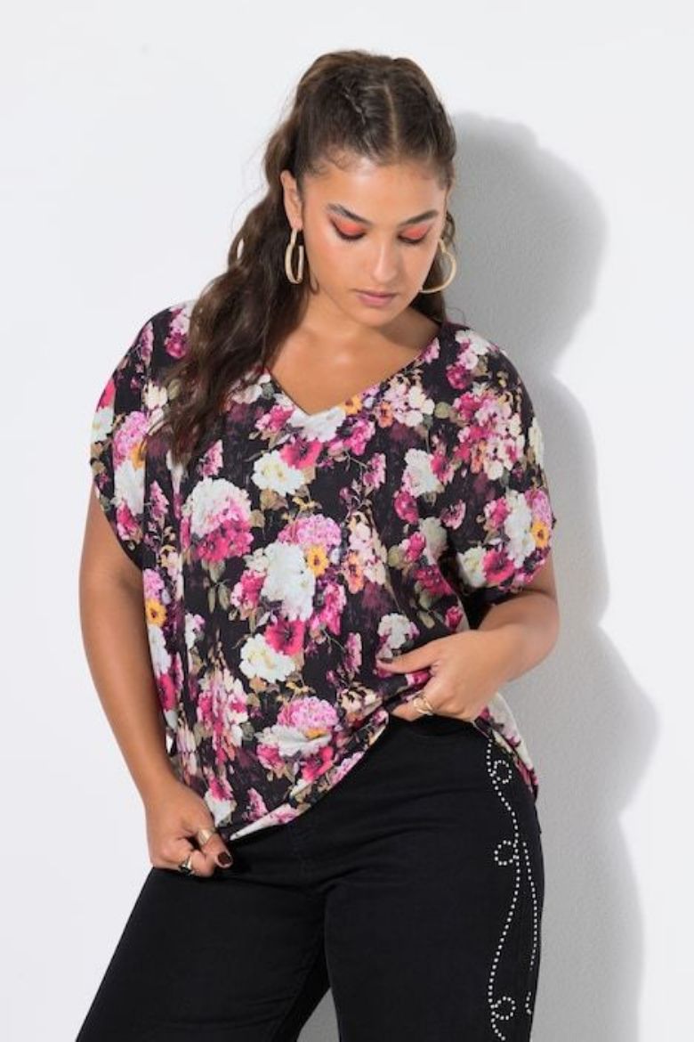 Plus size veliki brojevi Bluza kratkih rukava V ovratnika za punije