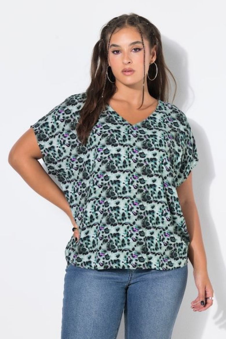 Plus size veliki brojevi Bluza kratkih rukava V ovratnika za punije