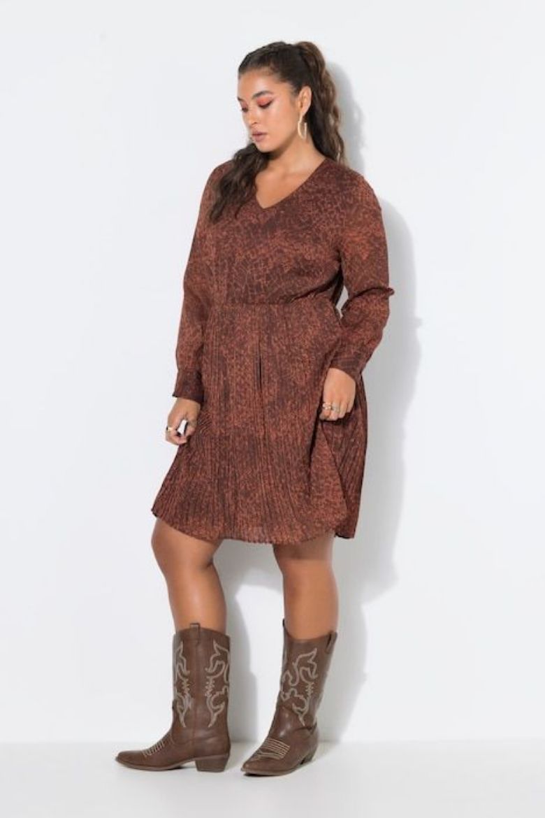 Plus size veliki brojevi Haljina midi dugih rukava za punije