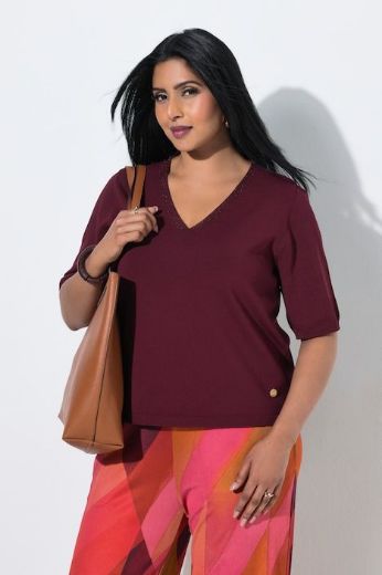 Plus size veliki brojevi Pulover kratkih rukava V ovratnika za punije