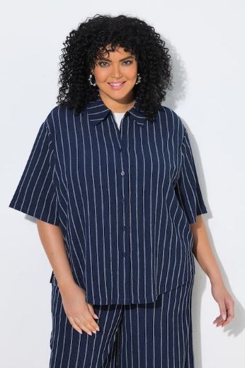 Plus size veliki brojevi Blusa polu rukava na pruge za punije